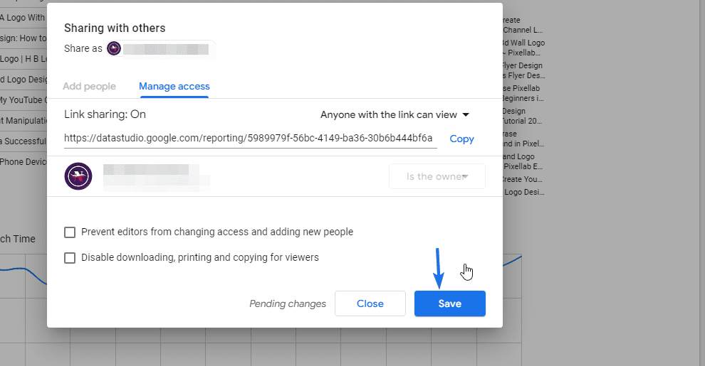 Click the Save button to update permission