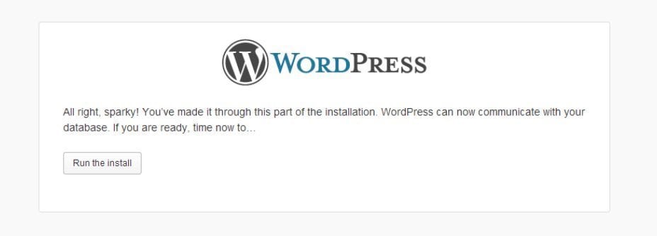 Run the install - How to Install WordPress using FTP
