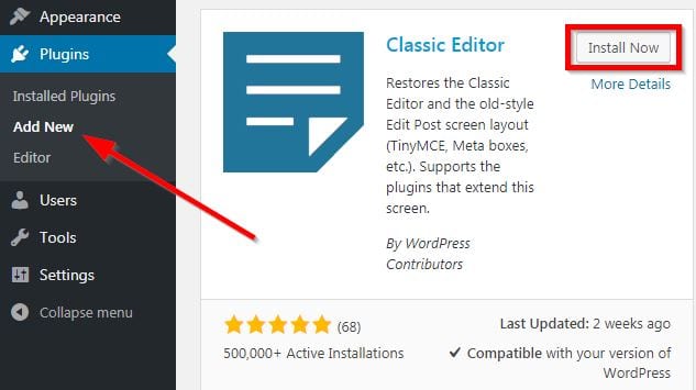 classic editor wordpress plugin
