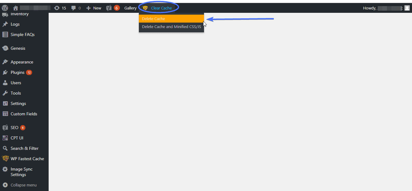 you can also delete cache on admin menu bar
