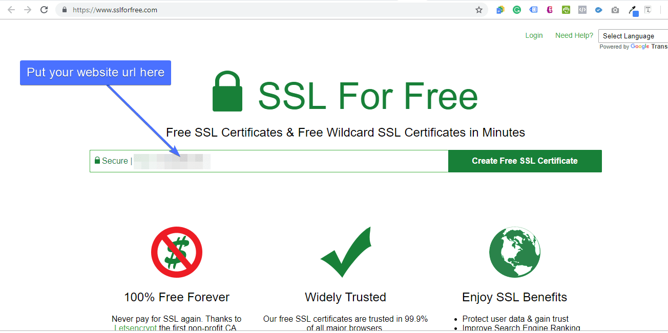 free SSL certificate - HTTP to HTTPS