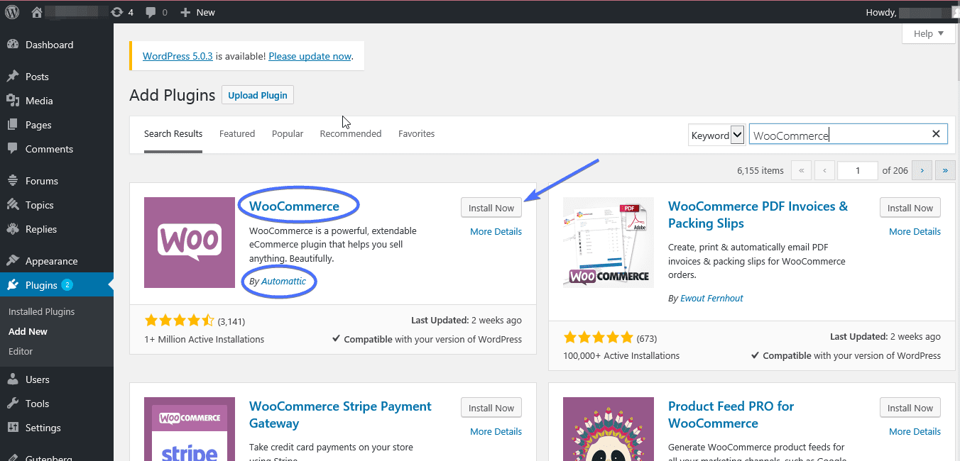 Install WooCommerce by Automattic