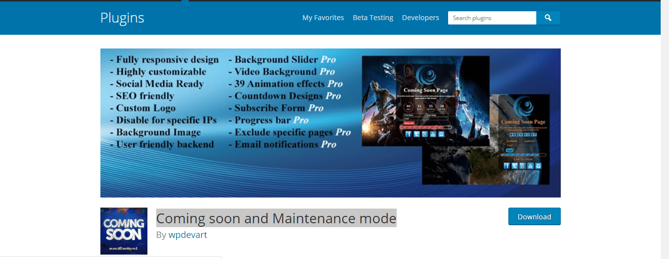 cooming soon and maintenance mode plugin