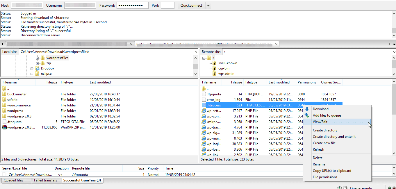 Edit .htaccess file woocommerce errors