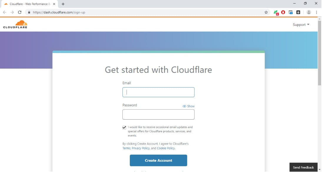 sign up for cloudflare