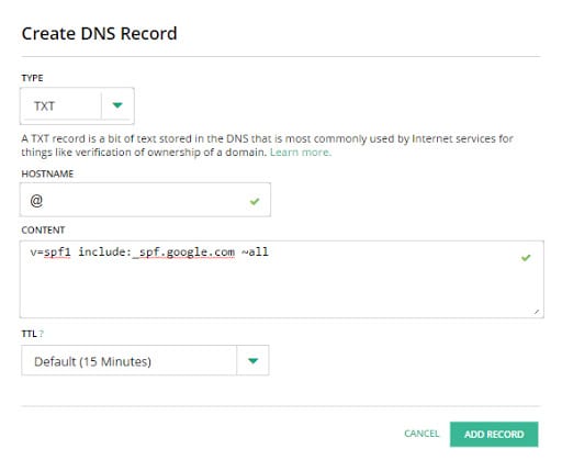 Google Site Verification - add TXT code to DNS