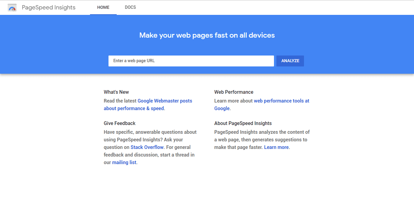 Google PageSpeed Insights Test