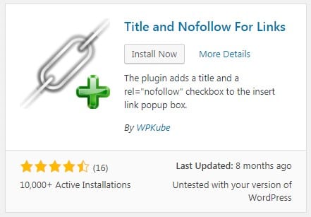 title and nofollow links in WordPress for links plugin