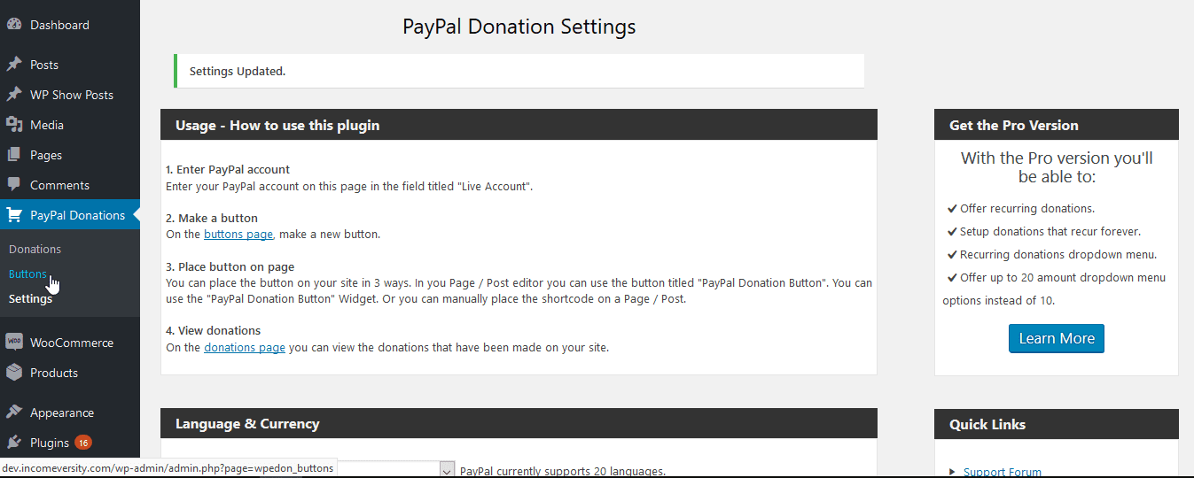 Donation buttons PayPal