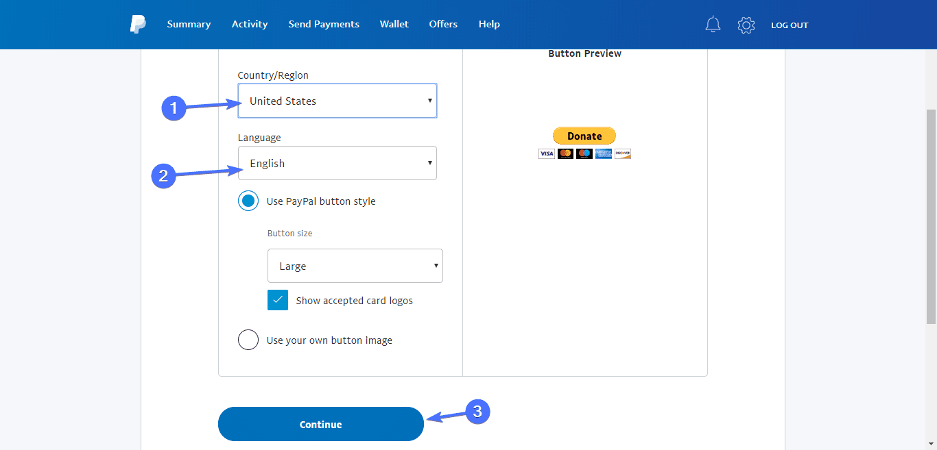 PayPal donate buttons