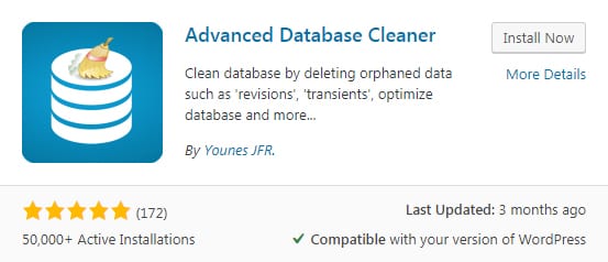Advanced database cleaner plugin for WordPress