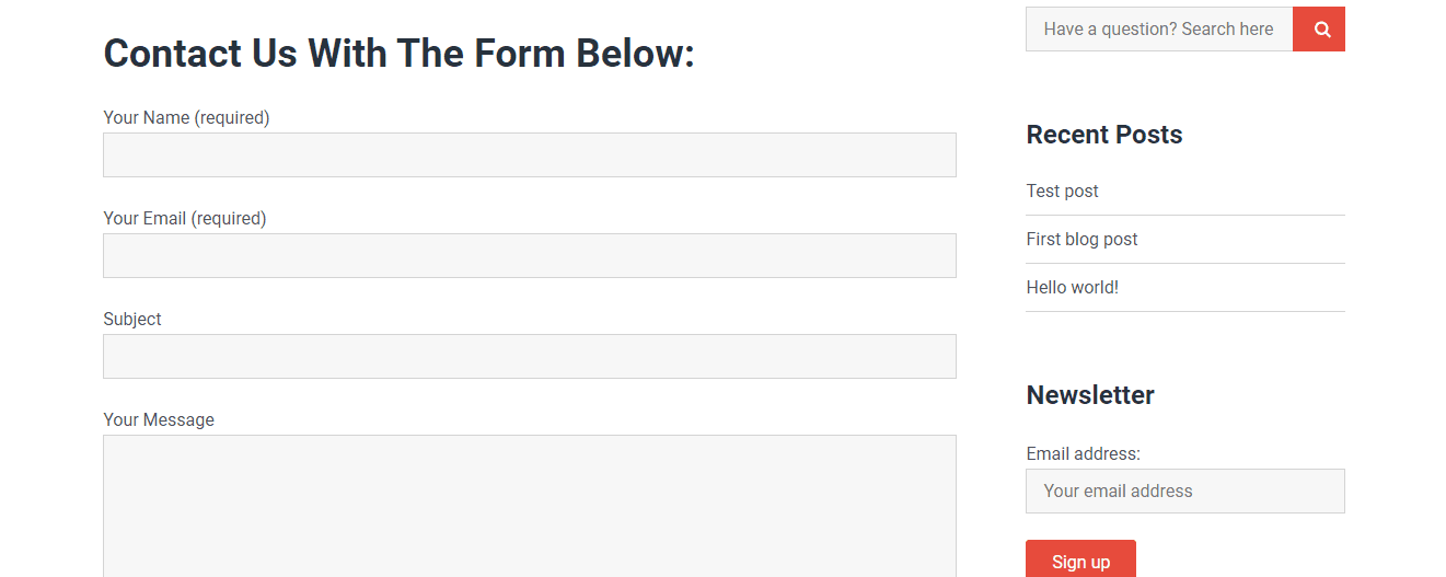 Contact form preview