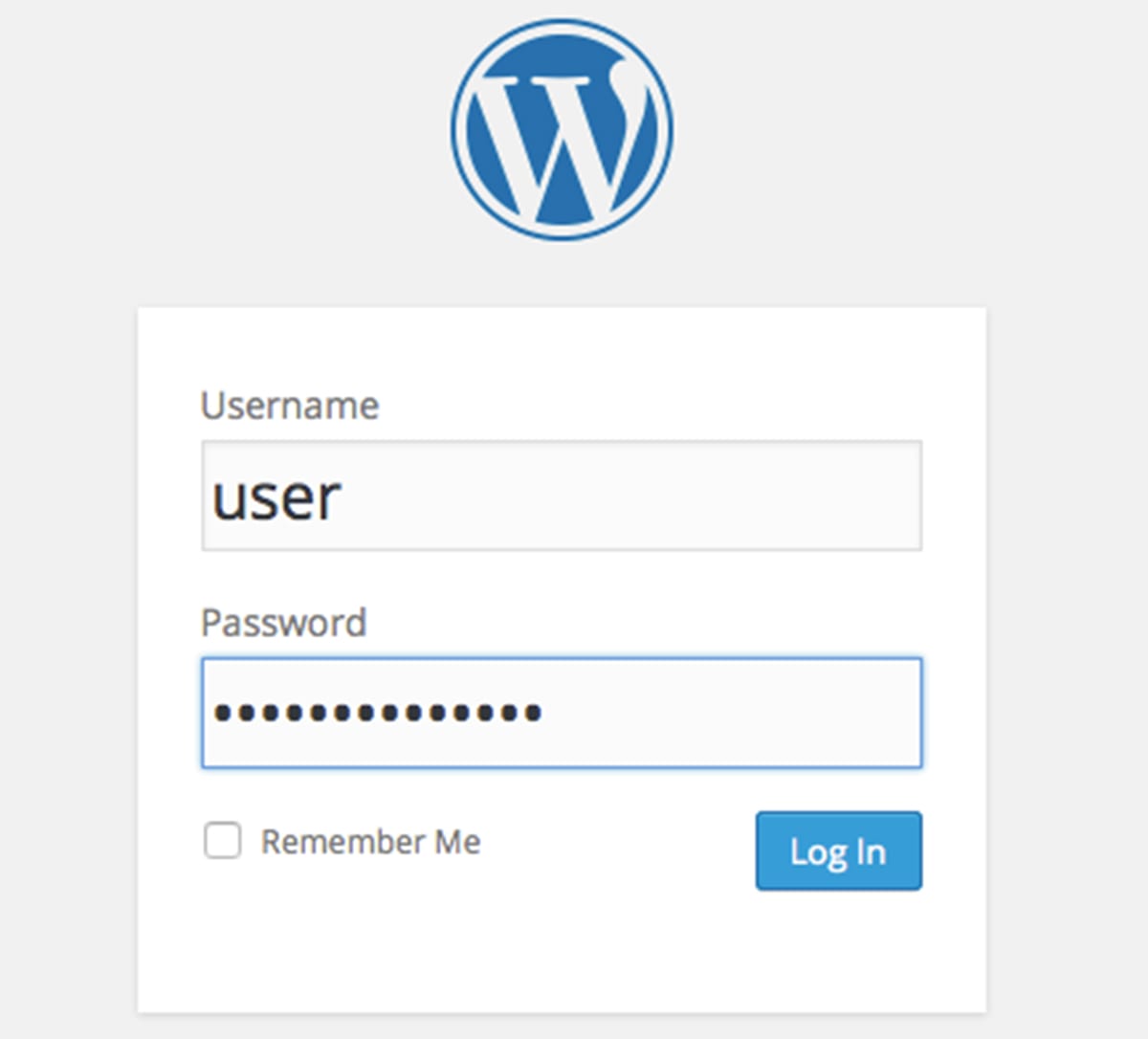 WordPress login screen: Hosting on Amazon Web Services