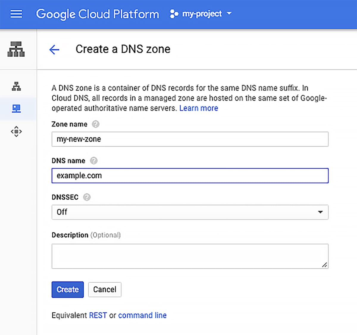 How to create a DNS zone - wordpress google cloud