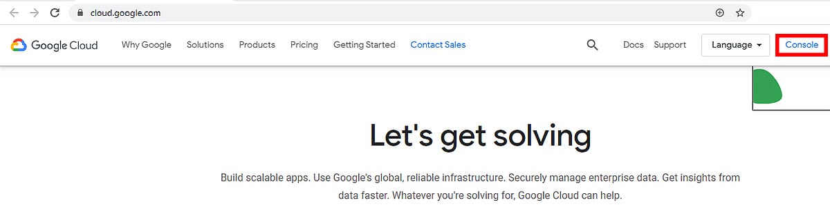 How to open Google Cloud Console