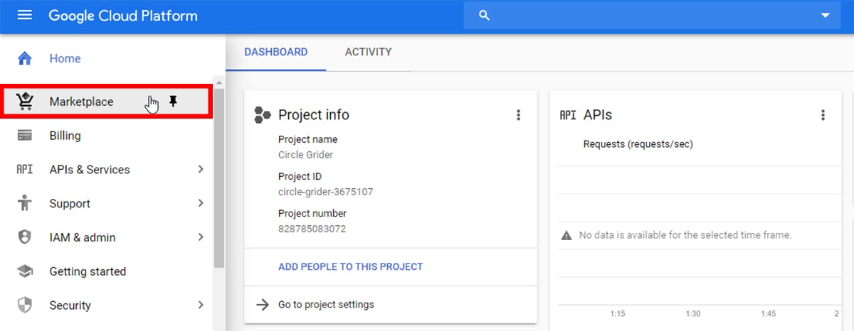 How to open Google Cloud Marketplace