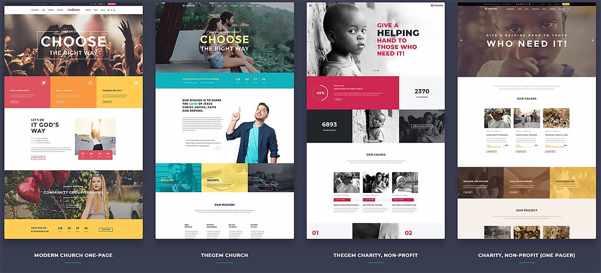 TheGem multipurpose WordPress theme church and non-profit template layouts
