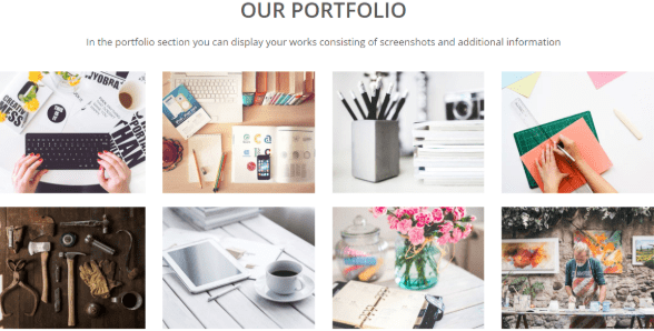 Emmet Lite portfolio section - free WordPress portfolio themes