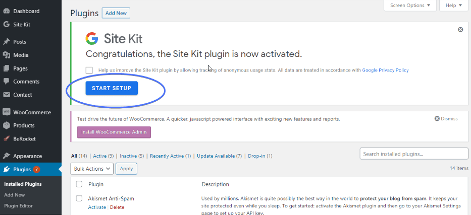 How to setup Google Site Kit