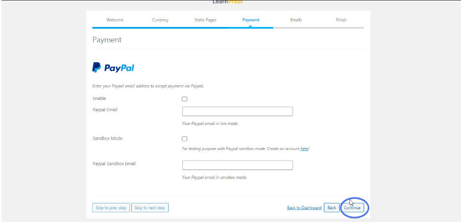 Payment settings sell online courses