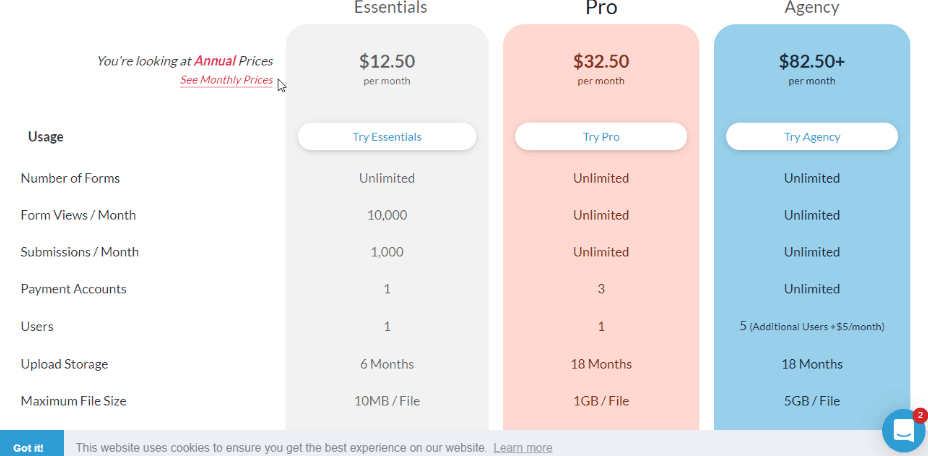 paperform pricing