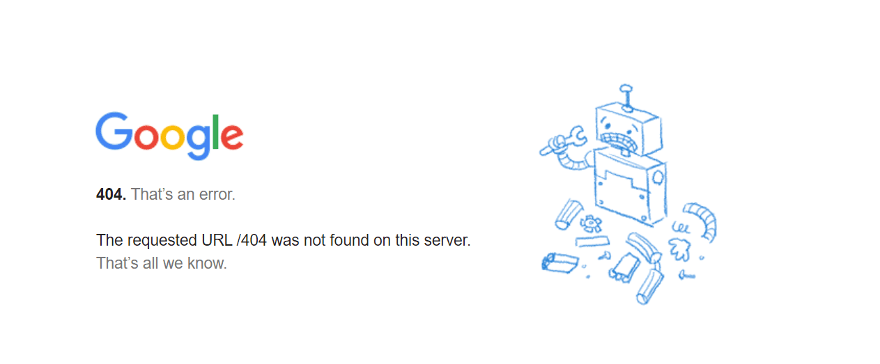 google 404 error page