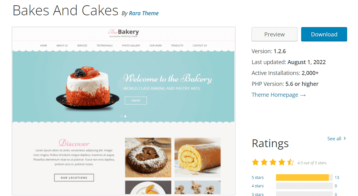 bakes and cake wp restaurant theme