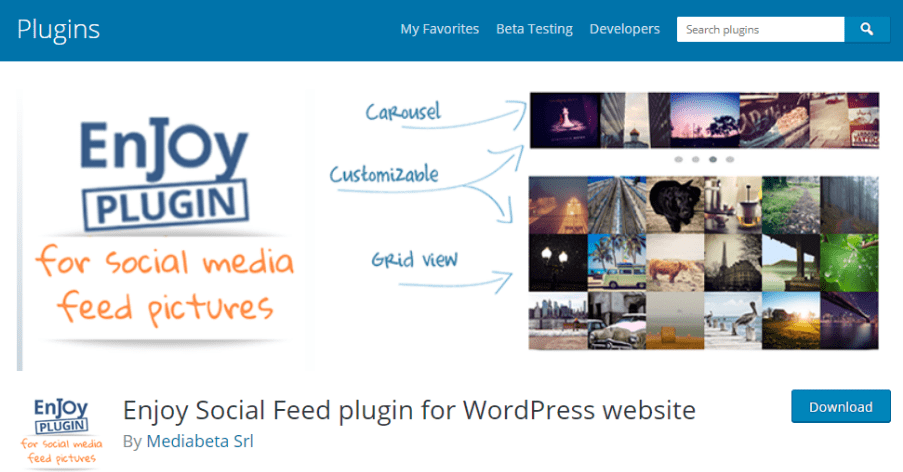 Enjoy plugin - Instagram Widgets for WordPress