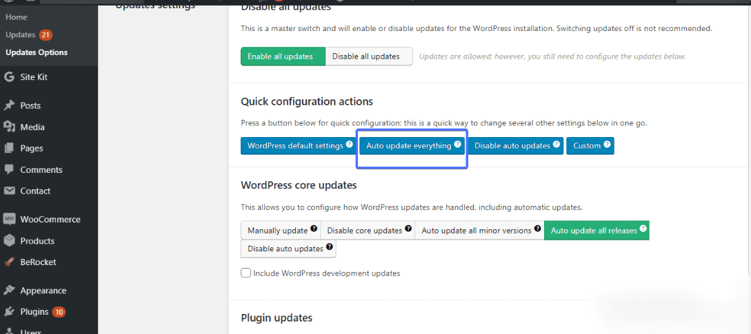 Auto Update WP core, plugins, and themes
