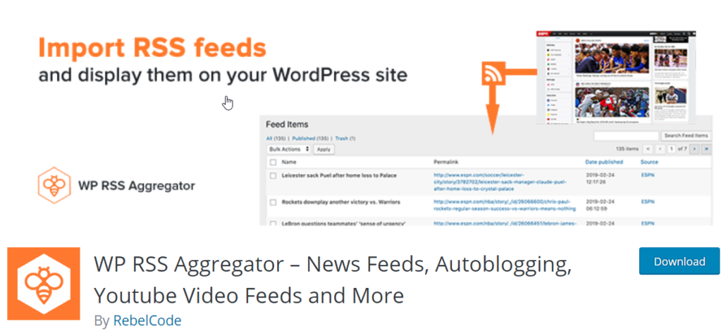 WP RSS aggregator - WordPress RS feeds plugin