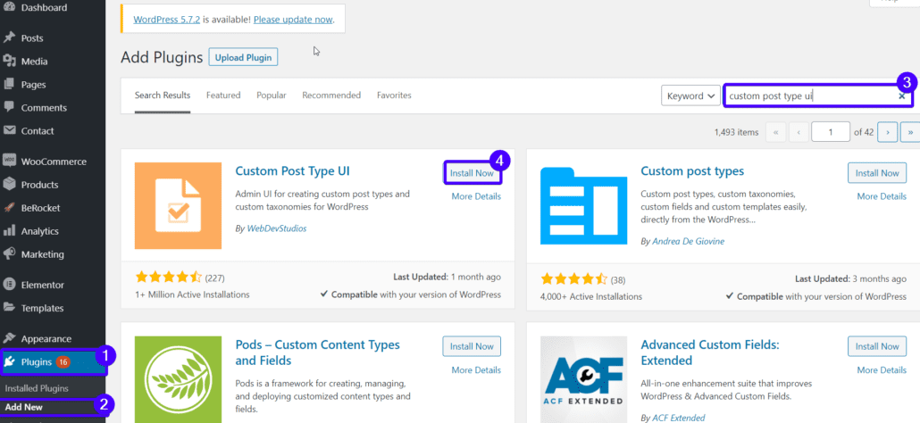 install WordPress custom post type plugin