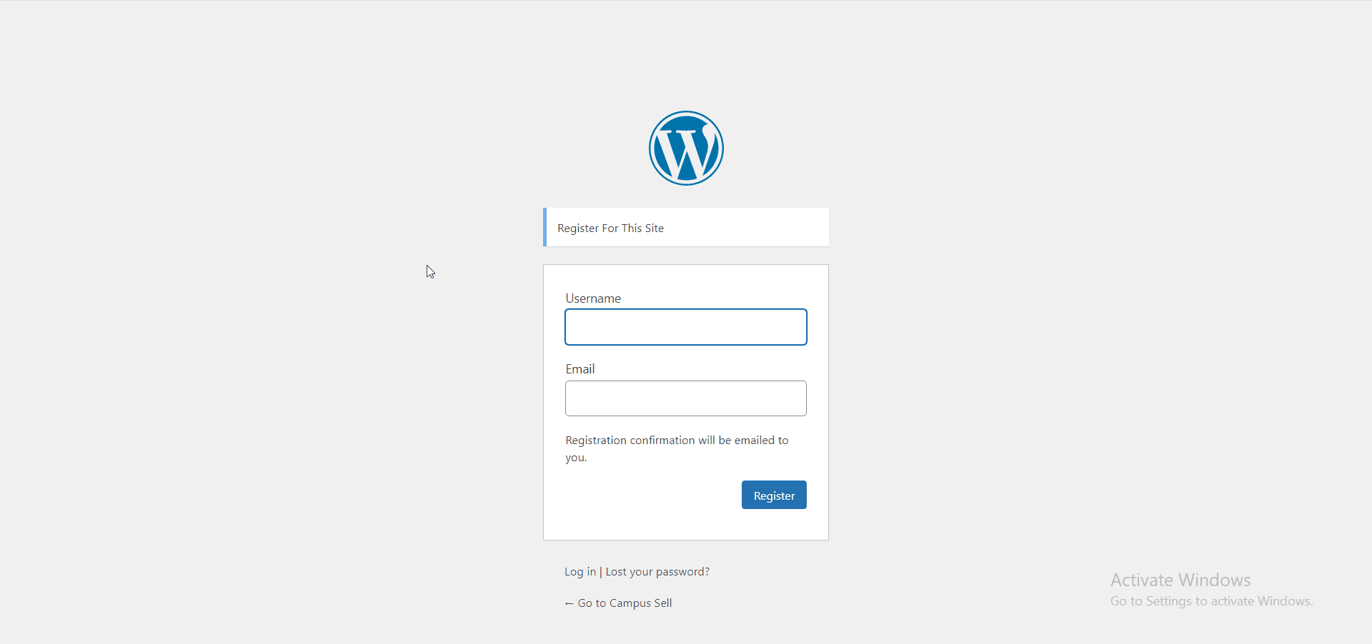 user registration page in wordpress