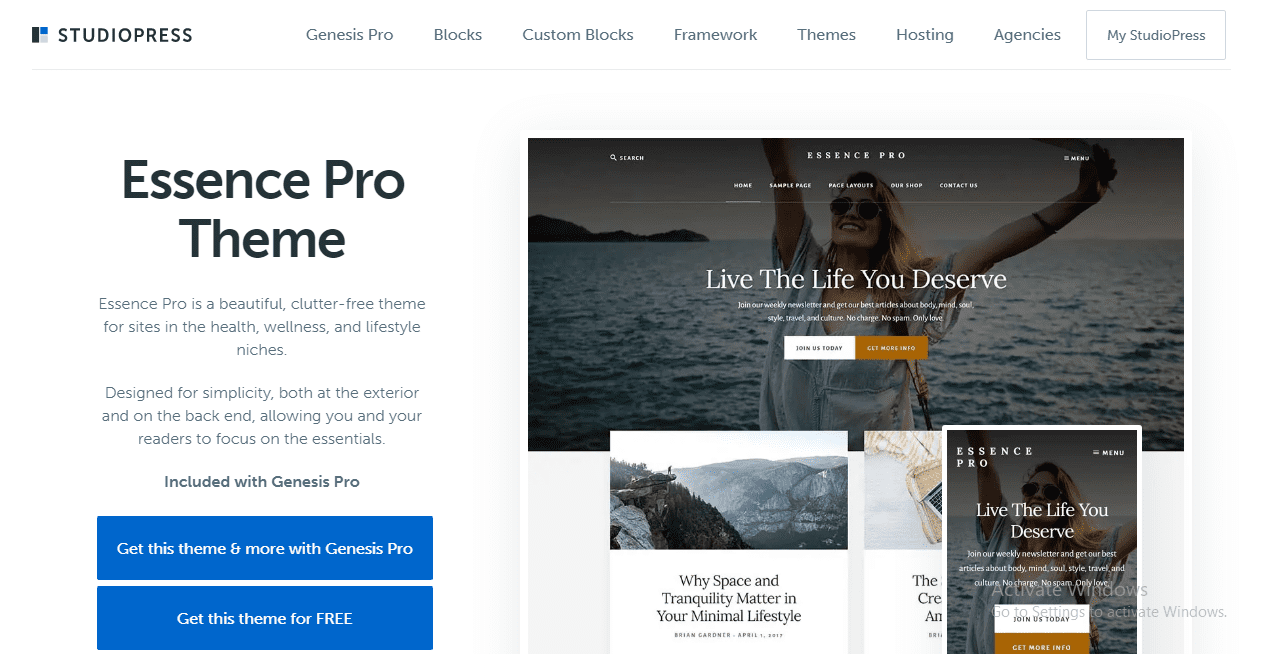 Essence Pro Mobile WordPress Theme