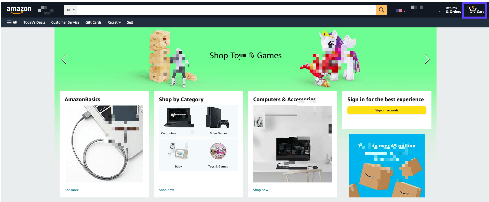 WooCommerce store displays the current status of a user’s cart