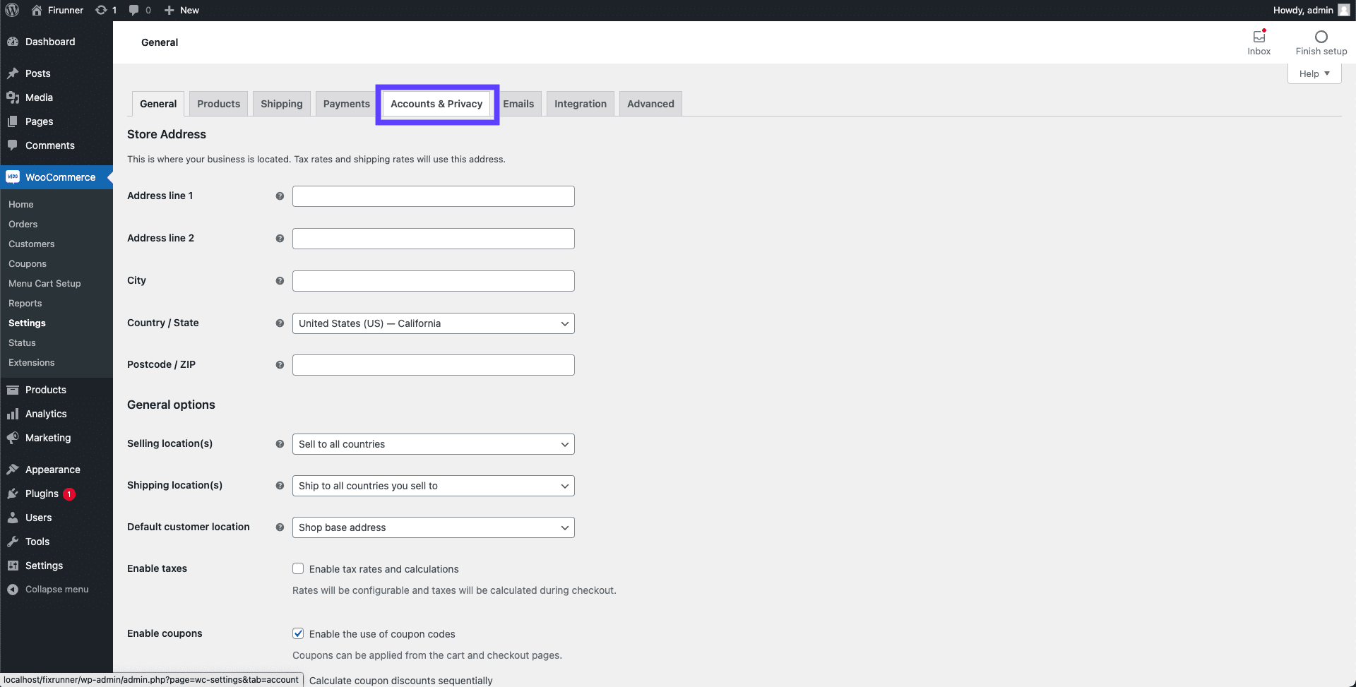 Accounts & Privacy” section - Recover abandoned cart in WooCommerce