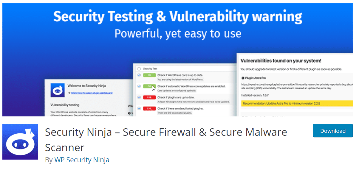 Security Ninja WordPress plugin - Secure Firewall & Secure Malware Scanner