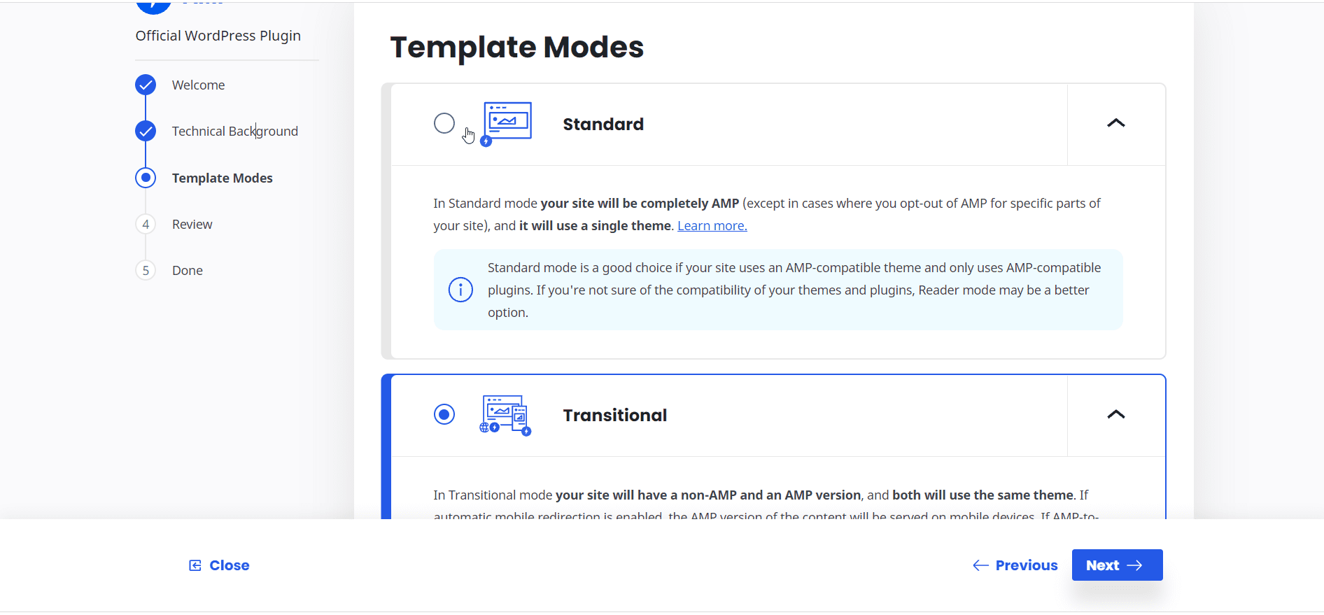 Choosing your template mode