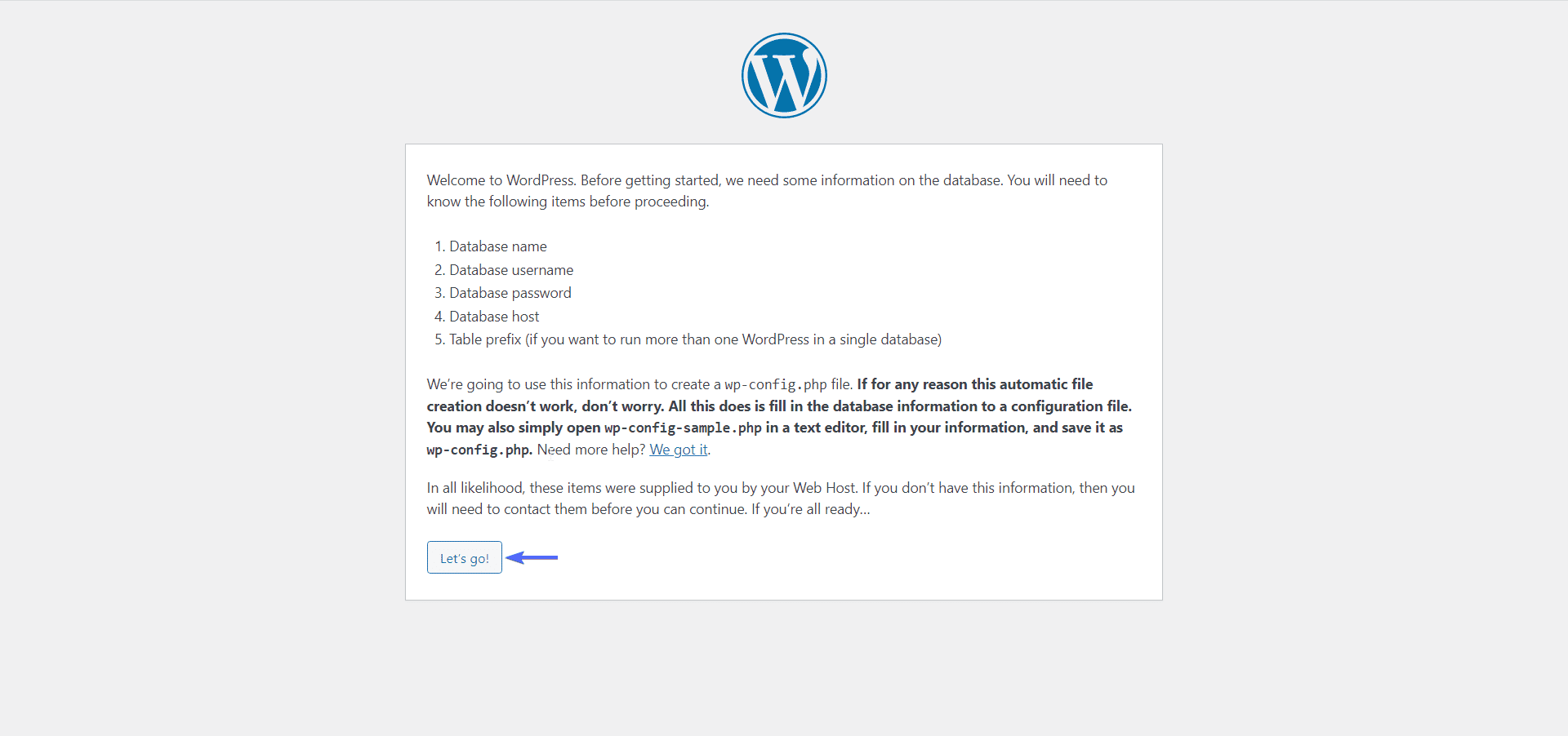requirements to manually install wordpress