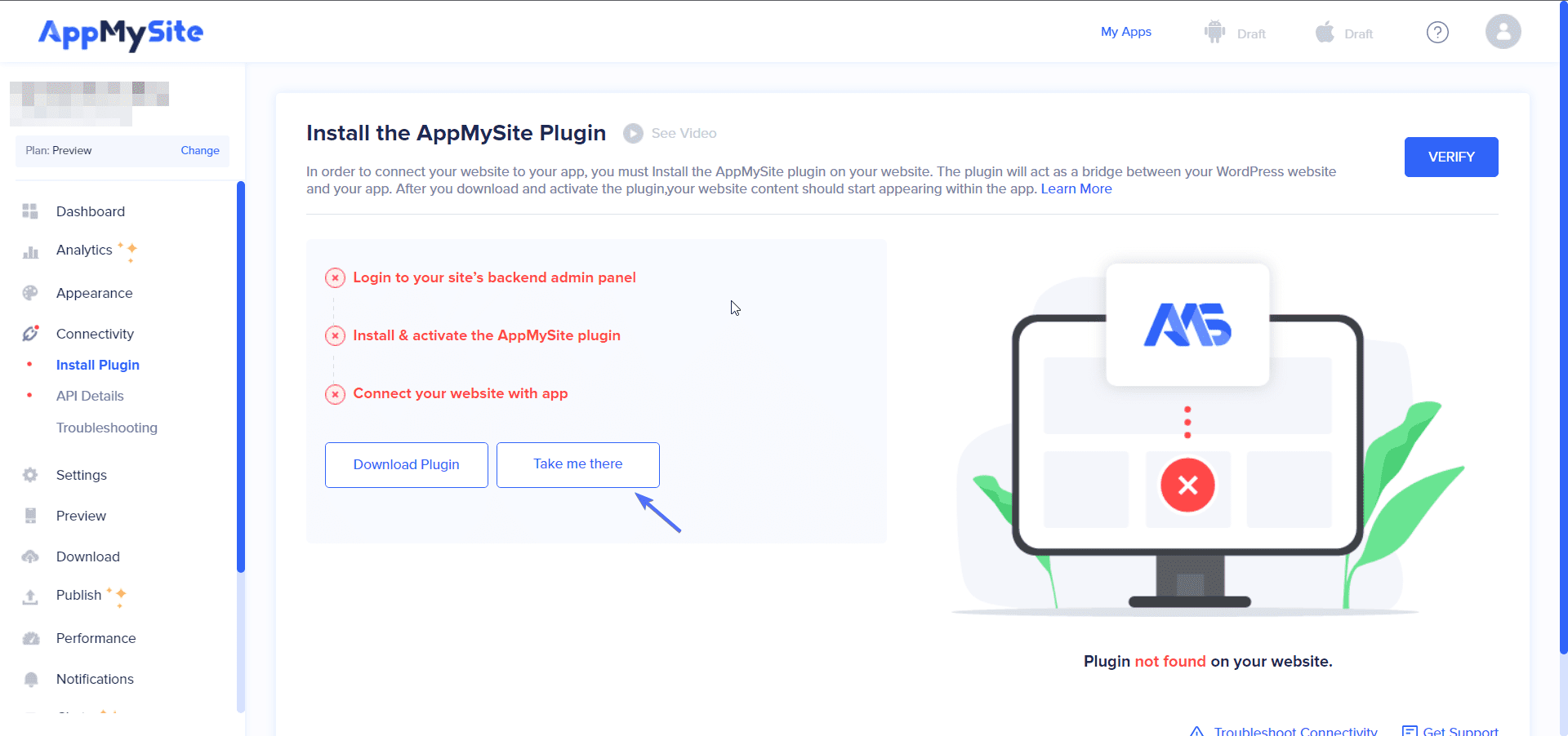 AppMySite Connectivity Settings
