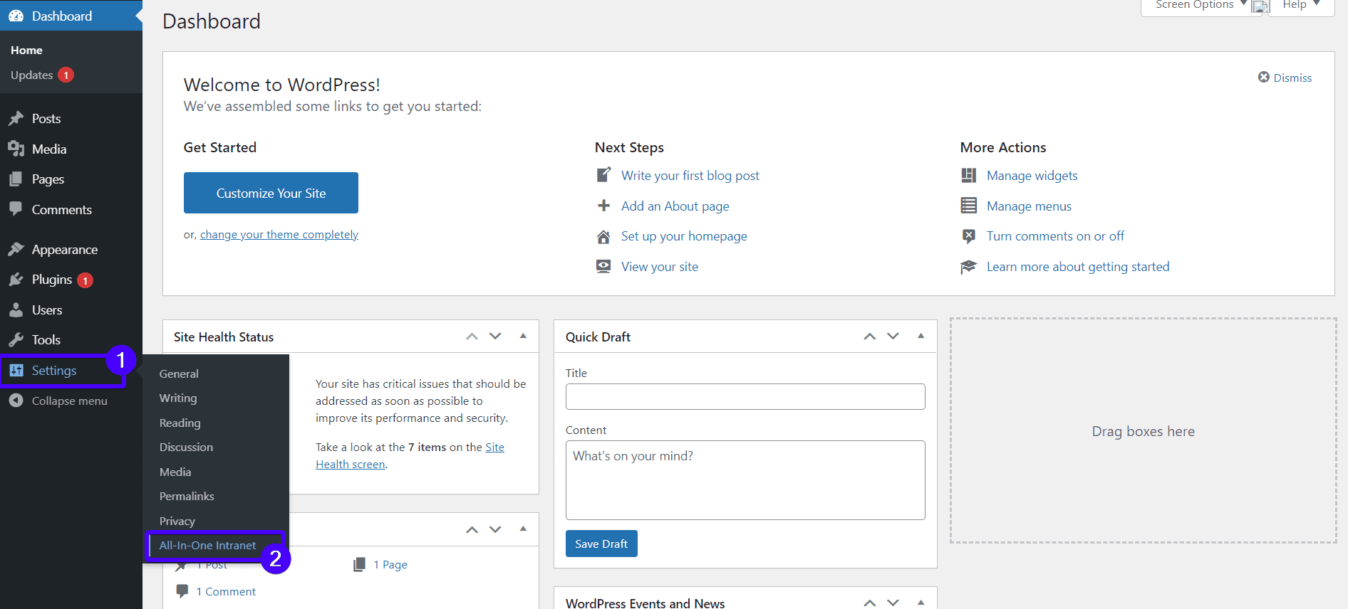 Settings - All-in-one Intranet