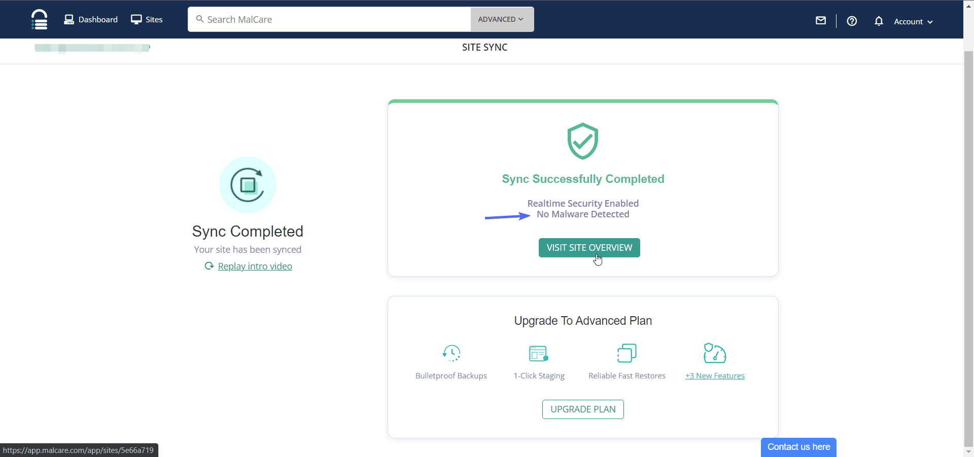 Sync Completed - no wordpress hacked redirect issue