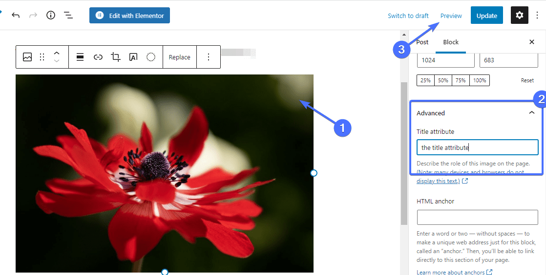 Adding title attribute to images with the Gutenberg Editor