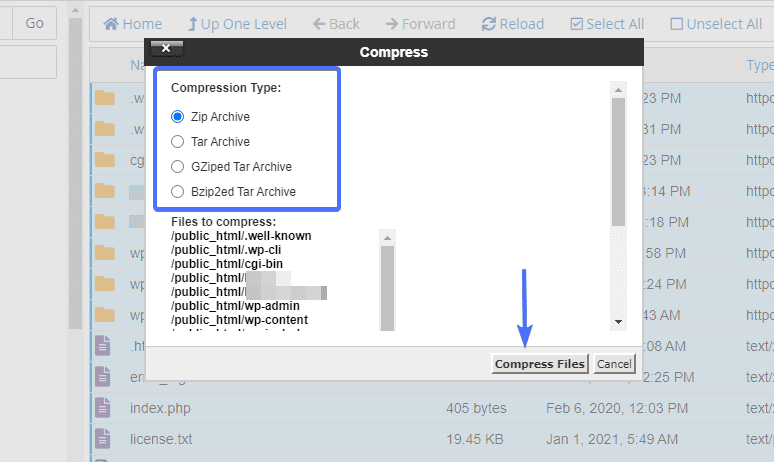 Select file format and click the Compress Files button