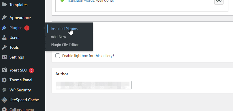 plugins settings page