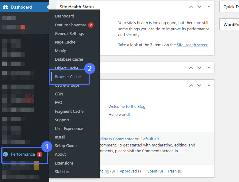 Performance >> Browser Cache in plugin's settings