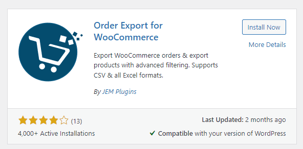 Order Export for WooCommerce plugin
