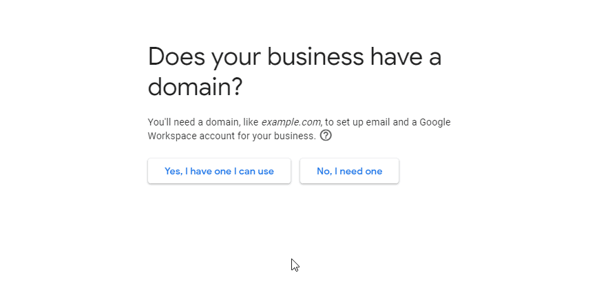 Select from two options to set up custom gmail domain name