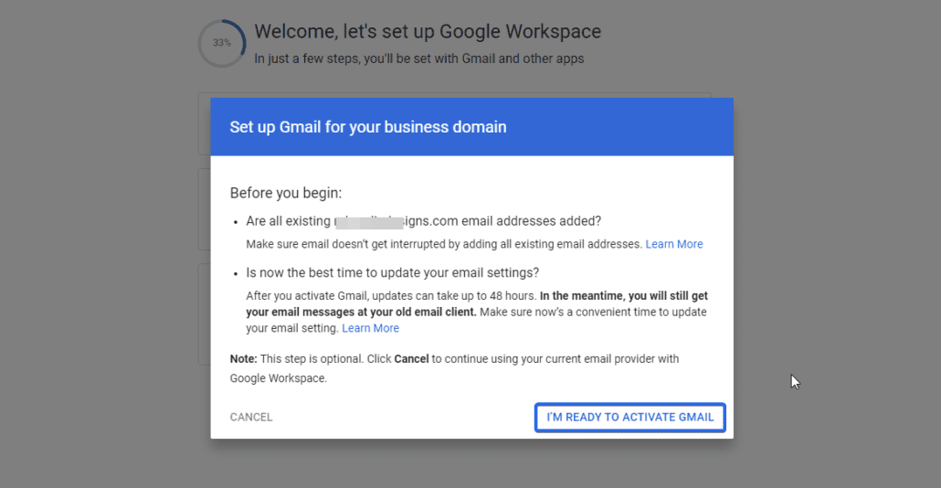 Set up Gmail for business domain