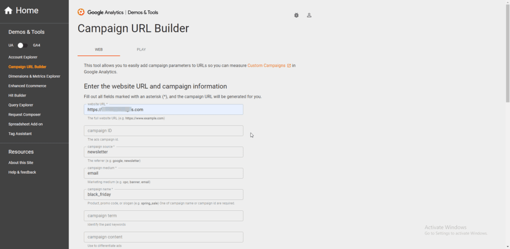 Campaign URL Builder to create utm codes