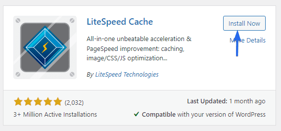 Install LiteSpeed Cache plugin